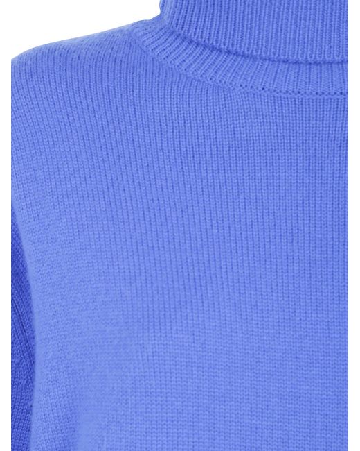 Frankie Shop Blue High-Neck Knit Top