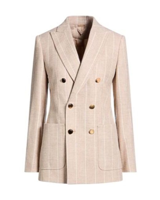Max Mara Natural Striped Double-Breasted Blazer