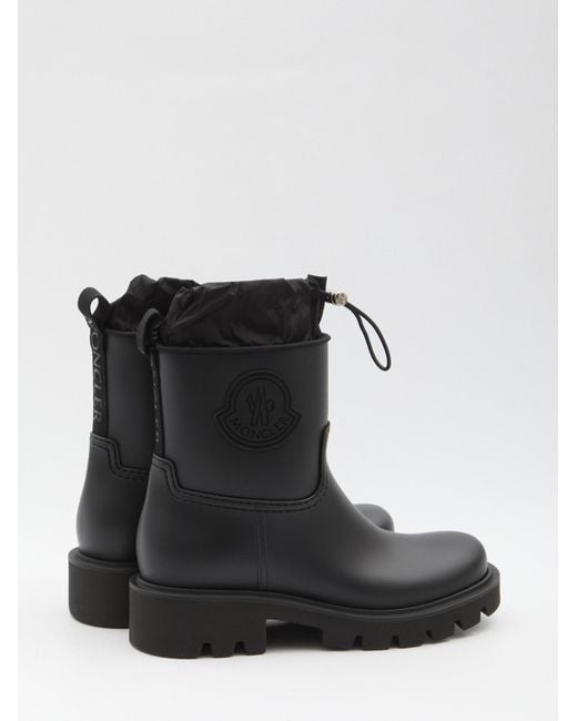 Moncler Black Kickstream Logo Patch Rain Boots