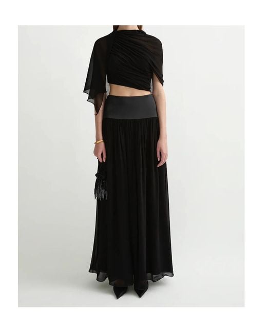 Posse Black Solene Gathered Maxi Skirt