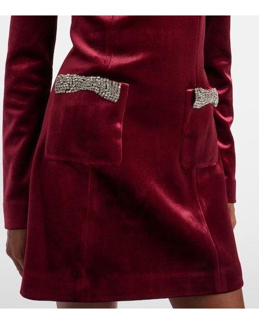 Rebecca Vallance Red Edwiena Embellished Velvet Minidress