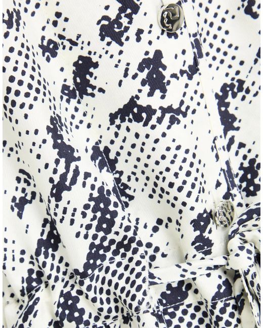 Tory Burch White Two-Tone Satin Shirt Dress