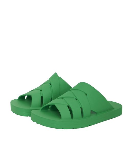 Bottega Veneta Green Intreccio Slip-On Sandals for men