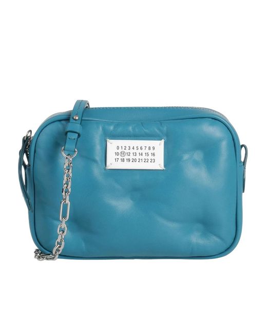Maison Margiela Blue Solid-Colored Small Quilted Leather Bag