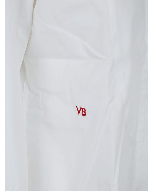 Victoria Beckham White Tuxedo-Inspired Cotton Poplin Shirt With Bib Detail