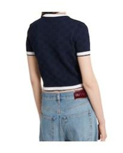 Gucci Blue Jacquard Intarsia Knit Top