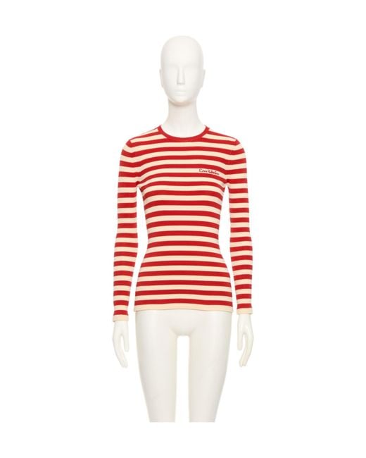 Valentino Red Striped Crewneck Jumper