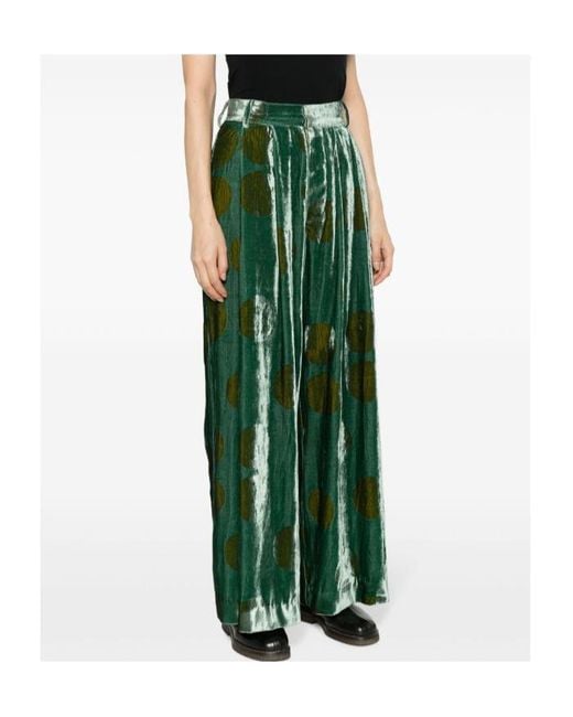 Uma Wang Green Pleated Zipper Casual Pants