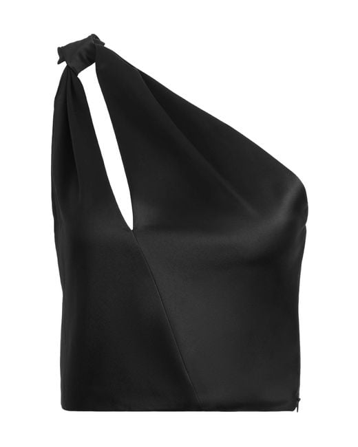 Alice + Olivia Black Piera One-Shoulder Twisted Vest