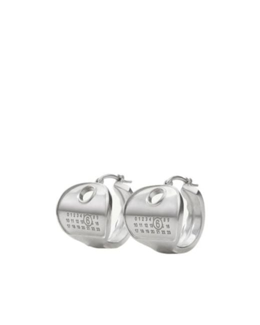 MM6 by Maison Margiela White Logo Engraved Earrings