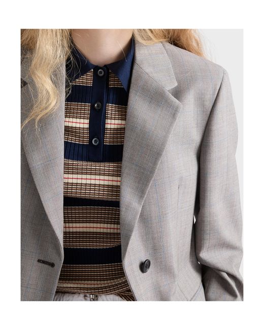 Prada Gray Single-Breasted Checked Grisaille Jacket