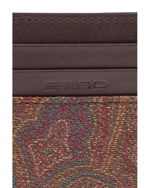 Etro Brown Pegaso Plaque Card Holder