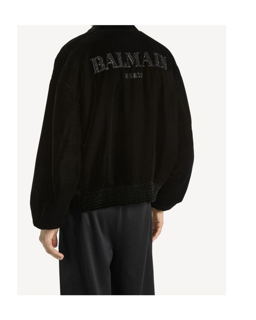 Balmain Black Embellished Bomber Jacket for men