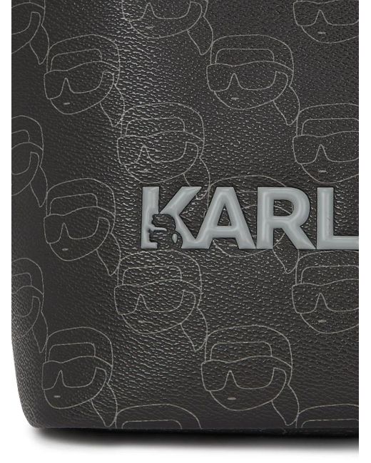 Karl Lagerfeld Black Large Ikon-Monogram Tote Bag