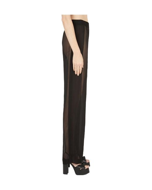Saint Laurent Black Silk Straight-Leg Trousers