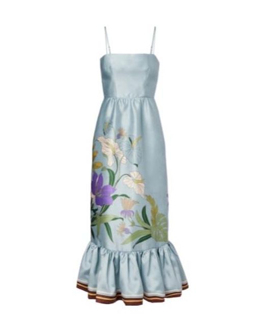 ALÉMAIS Blue Alfie Floral Midi Dress