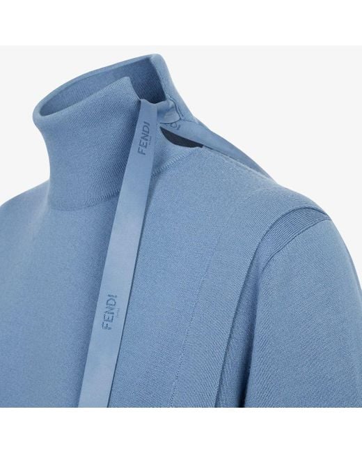 Fendi Blue Cut-Out Detailed Sweater