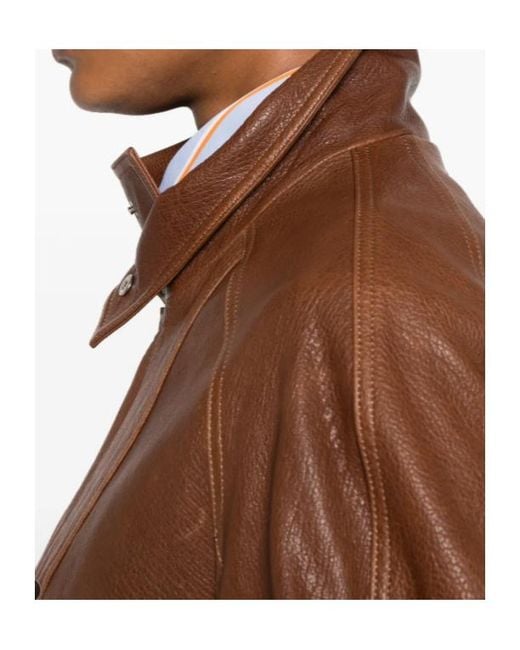 Nour Hammour Brown Patchwork Leather Jacket
