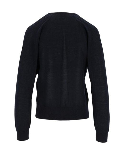 Forte_forte Black Sheer V-Neck Knitted Sweater