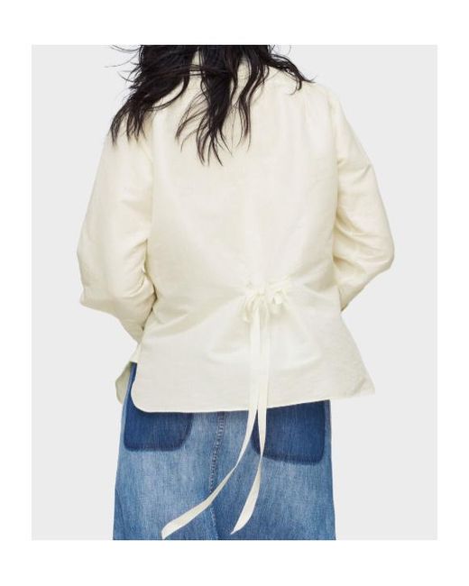 Maison Margiela White Tie-Waist Silk Cotton Shirt