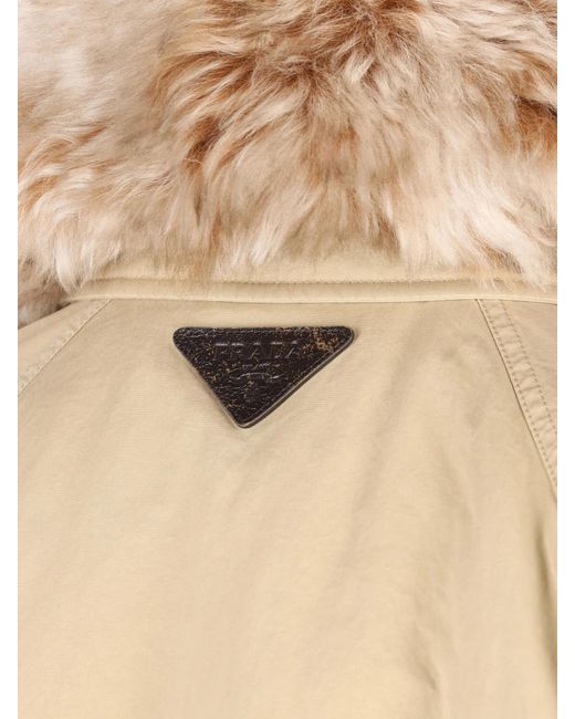 Prada Natural Long-Sleeved Button-Up Coat