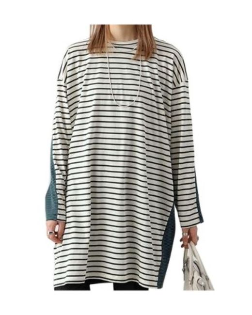 MM6 by Maison Margiela Multicolor Two-Tone Striped Long-Sleeve T-Shirt Dress