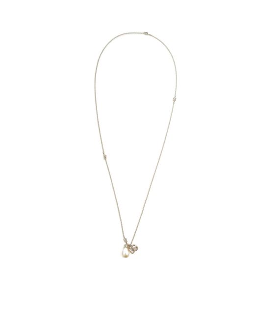 Dolce & Gabbana White Dg Logo Teardrop Necklace for men
