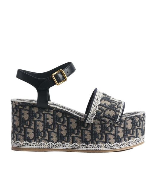Dior Black Dentelle Wedge Sandal