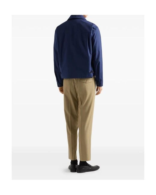 Prada Blue Zip-Front Pocket Jacket for men