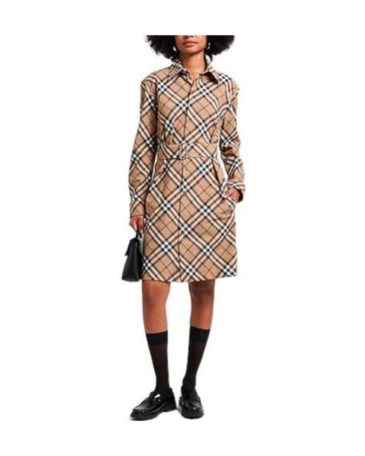 Burberry White Printed Shirt Dress