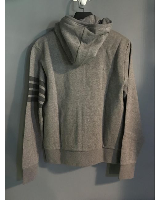Thom Browne Gray Tonal-Bar Hooded Jacket for men