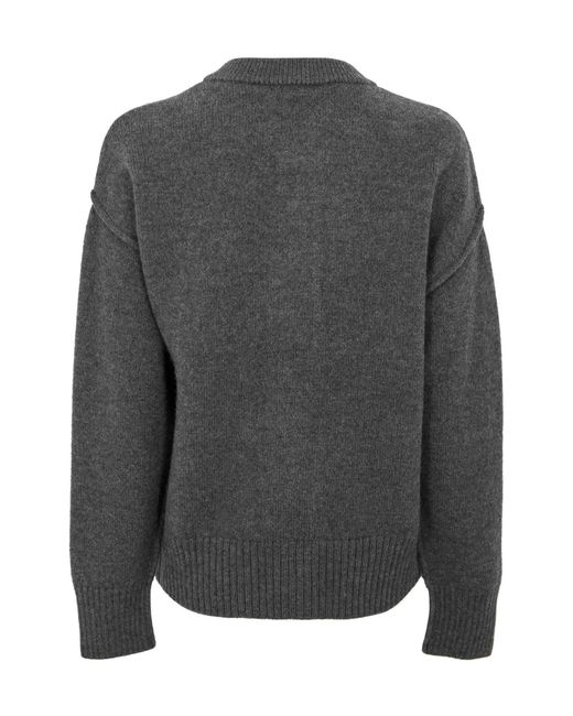 AMI Gray Wool Knitted Sweater
