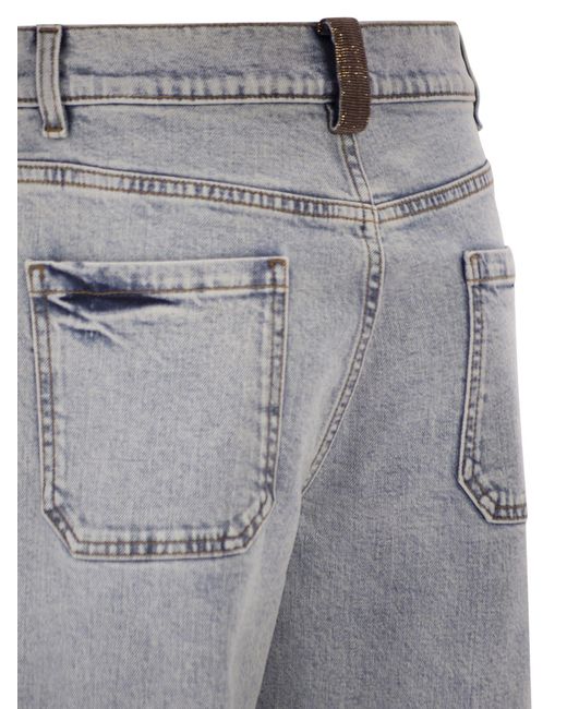 Fabiana Filippi Gray Five-Pocket Denim Trousers With Diamond Detailing