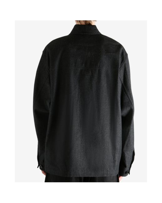 Lemaire Black Pocket Detailed Buttoned Shirt for men