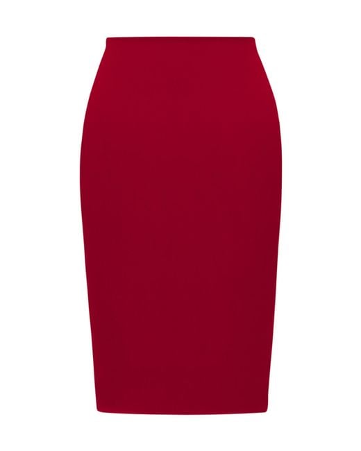 Saint Laurent Red Mid-Rise Pencil Skirt