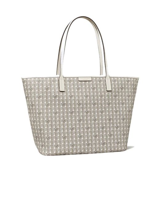 Tory Burch White Basketweave Tote Bag