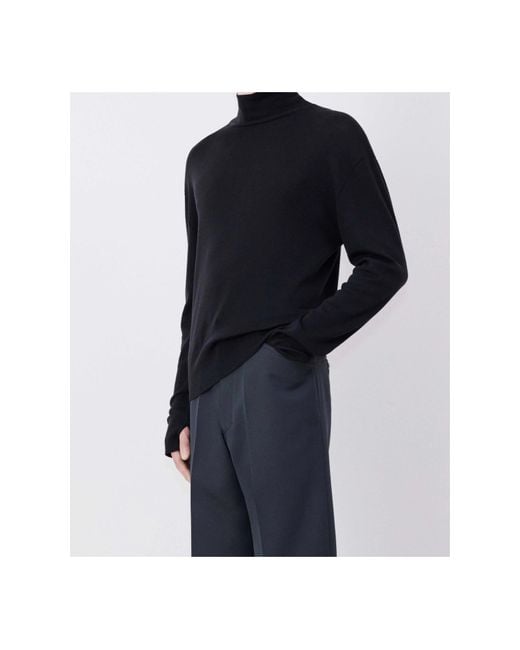 Lemaire Blue High-Neck Knitted Jumper