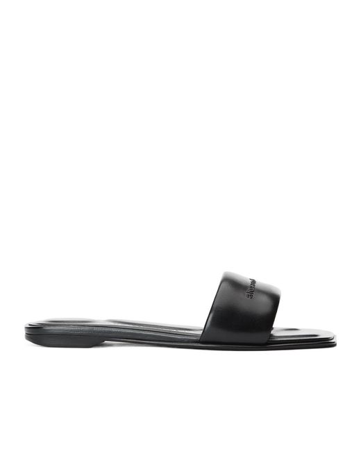 Alexander Wang White Embossed-Logo Slides