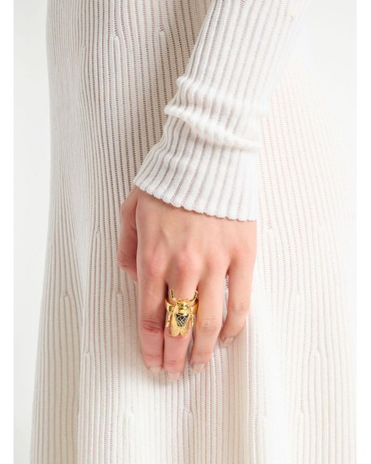 Balmain Metallic Brass And Enamel Insect Ring
