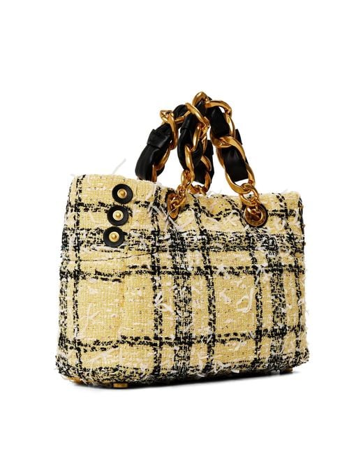 Balmain Metallic Checkered Tweed Handbag for men