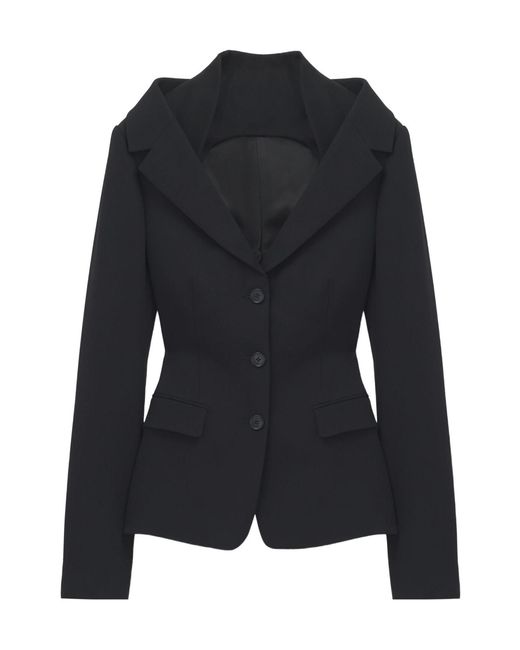 McQueen Black Off-The-Shoulder Harness Jacket