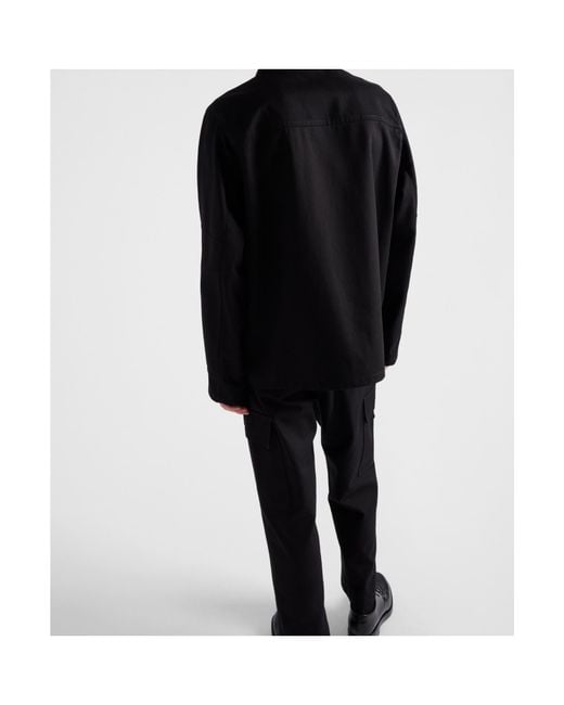 Prada Black Triangle-Logo Straight Hem Jacket for men