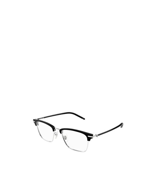 Montblanc White Eyewear Semi-Rim Rectangular Glasses for men