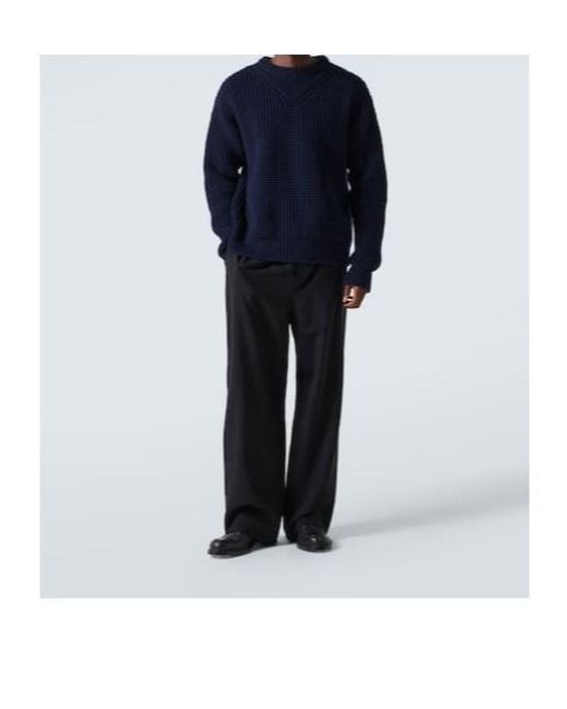 Jil Sander Blue Oversized Virgin Wool Sweater for men