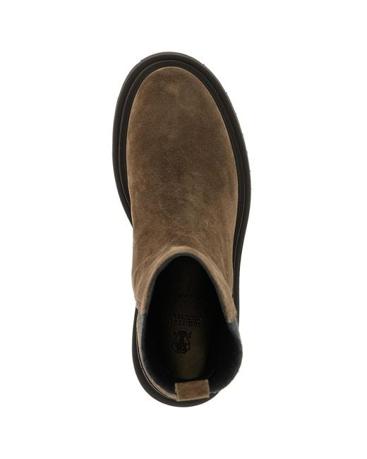 Brunello Cucinelli Brown Embellished Ankle Boots