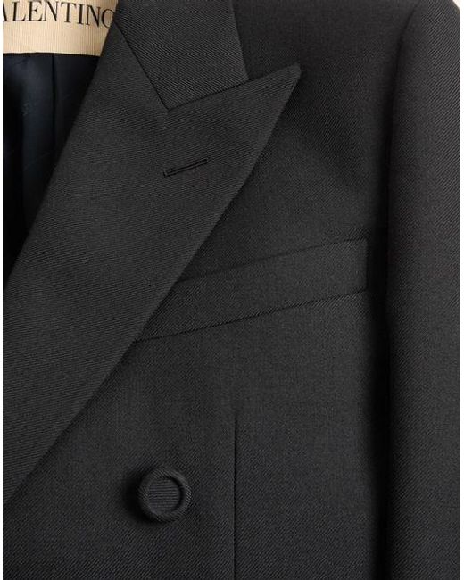 Valentino Black Double-Breasted Long-Sleeved Blazer for men