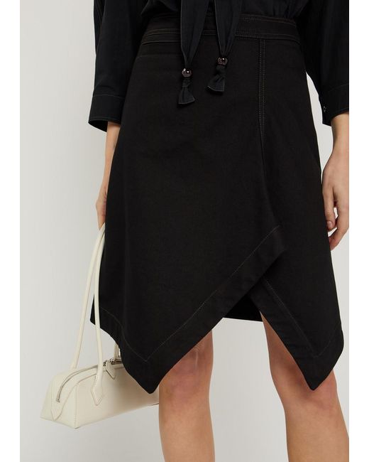 Lemaire Black Asymmetric Denim Mini Skirt