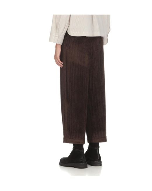 Peserico Black Corduroy Turned Up Hem Trousers