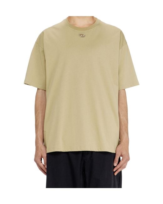 DIESEL Yellow Embroidered-Logo Cotton T-Shirt for men
