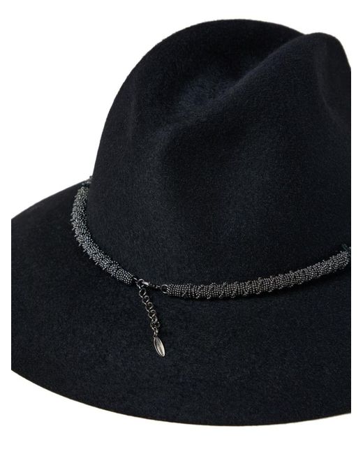 Brunello Cucinelli Blue Braided Band Felt Fedora